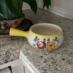 ▫️Floral Hand Painted Portugese Ceramic Soup Bowl with Handle
